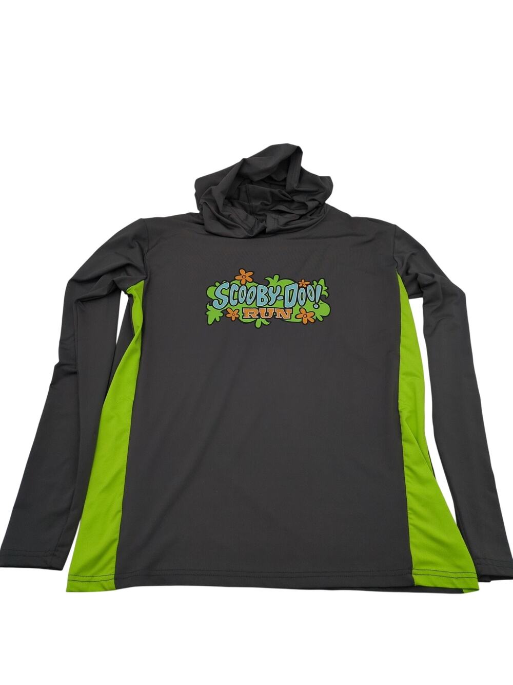 Running Man Scooby-Doo! Run Women's Hoodie Pullover Activewear Gray Lime Green L